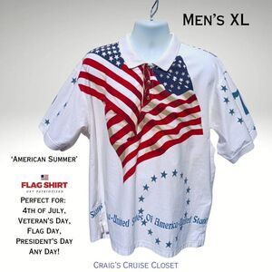 'American Summer' Brand: American Flag Shirt – Men’s XL – 100% Cotton